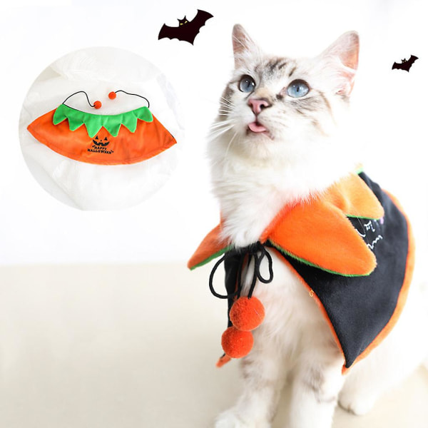 Husdjursdräkt för Halloween - Pumpa Orange Kappa med Svart Kappa på Andra Sidan - Storlek M