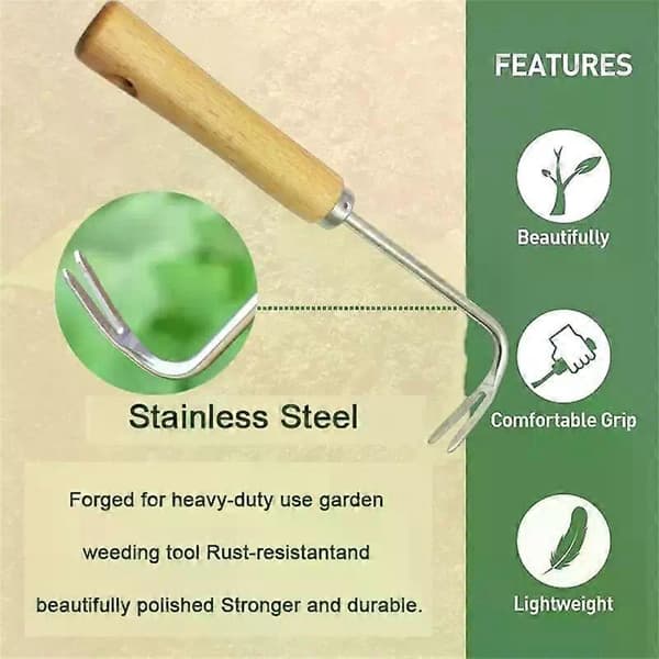 Wooden Handle Single-Claw Root Hook Efficient Weeding High-Quality Root Puller Garden Hand Tool Bonsai Loosening Hook Durable
