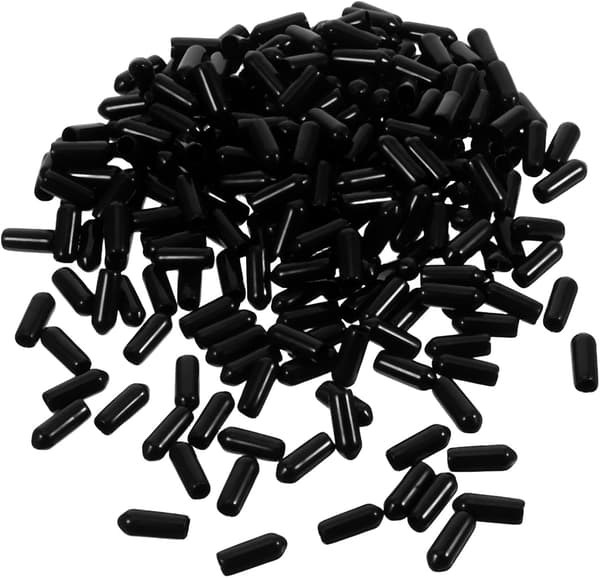 250 Pcs Black 5mm Inner Diameter Pegboard Hook Tip Protectors PVC Thread Protectors