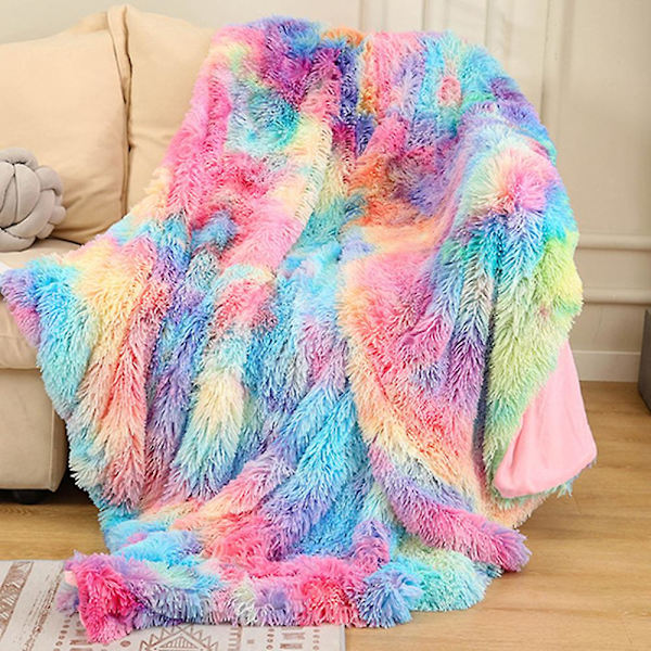 80*120cm Super Mjuk Plysch Plyschfilt Tie Dye Färgad Färgglad Dekorativ Filt Luddig & Varm Filtöverdrag