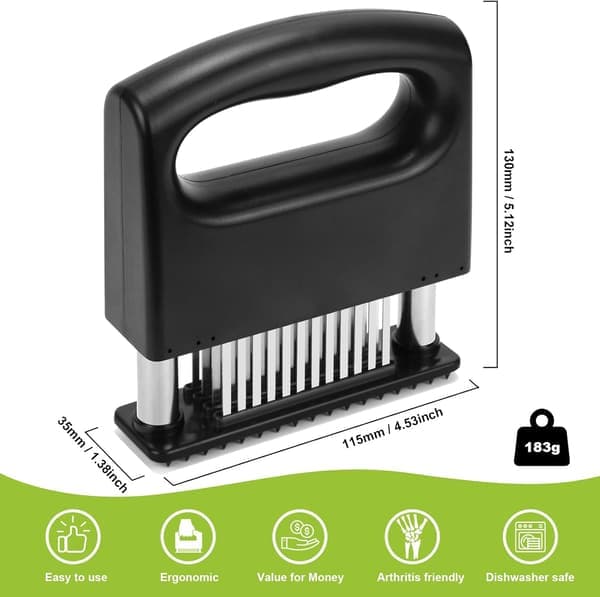 Meat Tenderizer - With 48 Ultra-Sharp Stainless Steel Blades for Beef and Chicken