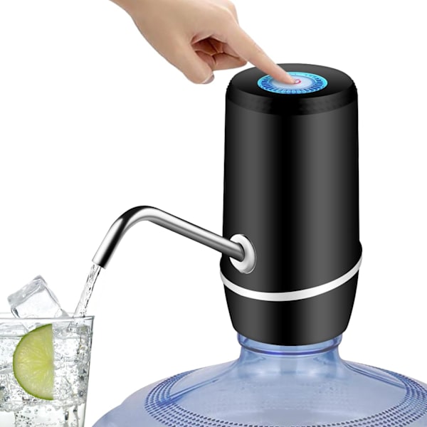 5 Gallons Vattenkylare, Elektrisk Dricksvattenpump Automatisk Bärbar Vattenkanna Pump för 5 Gallonsflaska - Svart