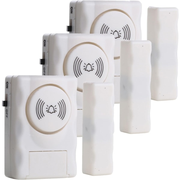 Afbrydertype Magnetisk alarm 110db til dørvindue (pakke med 3)-- Sikkerhedsfølsomme døråben alarm til butikker til