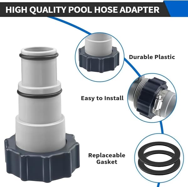 Pool Hose Connector, Pool Hose Adapter 32-38, Pool Pump Connector for Threaded Filtration Pumps and Saltwater Systems (7 pcs)