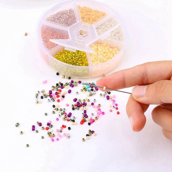 Boxed 2mm Glasfrøperler Kompatibel med Smykkefremstillingstilbehør Blå