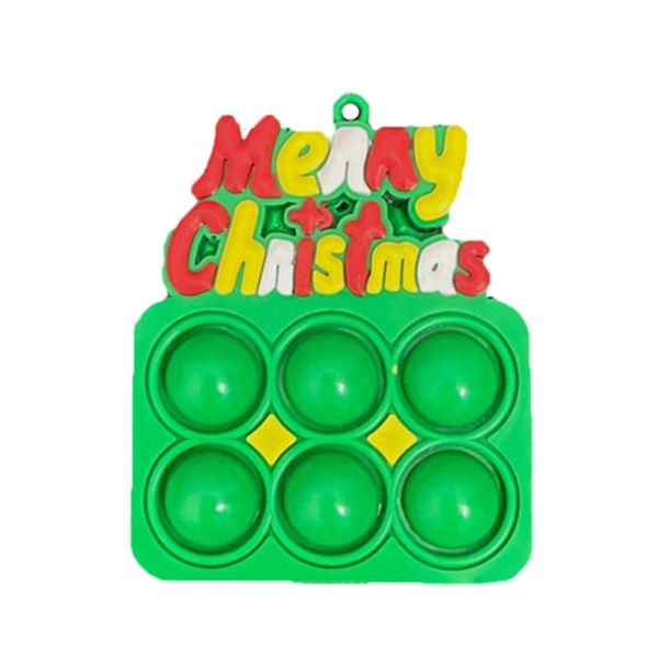 Jultomte Nyckelring med Tryckbubblor, Stressreducerande Mjuk Leksak, Julhus