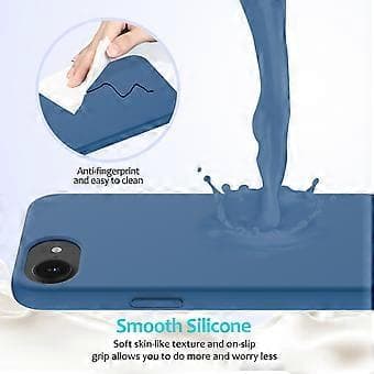 För iPhone 16e Skal Stöttåligt Flytande Silikon Mjukt Foder Baksida Telefonskal - Blå Blue