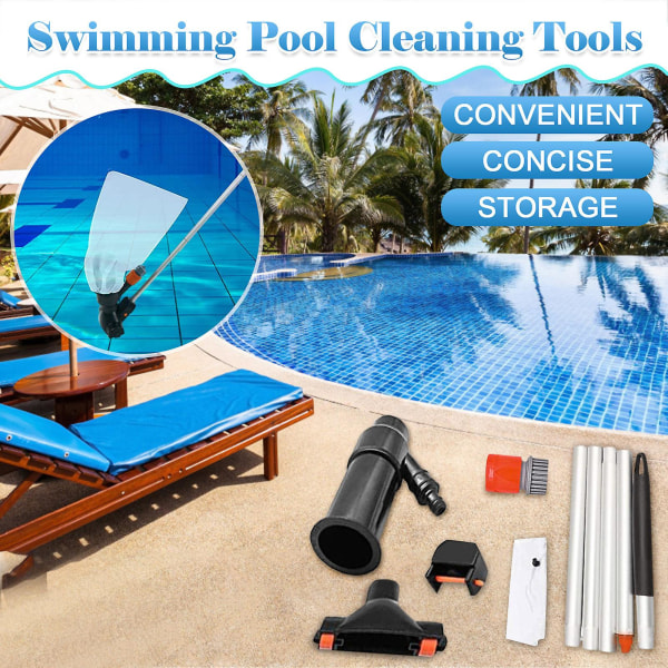 Bärbar swimmingpoolsughuvud 5-delad rengöringsverktyg för skarvstång (europeisk standard) sked R A