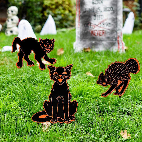 Halloween Dekorationer Kat Have Skilte Have Stakes Udendørs Græs Jord Indsæt
