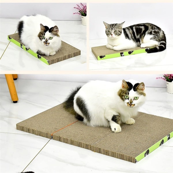 Sett med 3 skrapebrett for katter, 43,5 x 21 x 2,5 cm skrapepapp skrapematte skrapepapp kattebrett til kattens klør