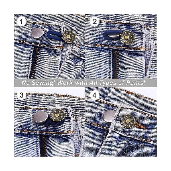 Button Extender for Jeans, 6 Sizes Pants Button Waistband Extender, Flexible Adjustable Elastic Waist