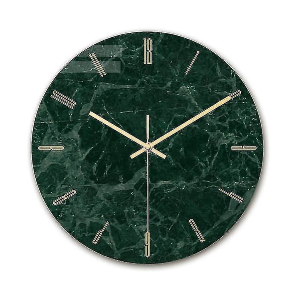 Green Round Glass Marble Printing Acrylic Wall Clock