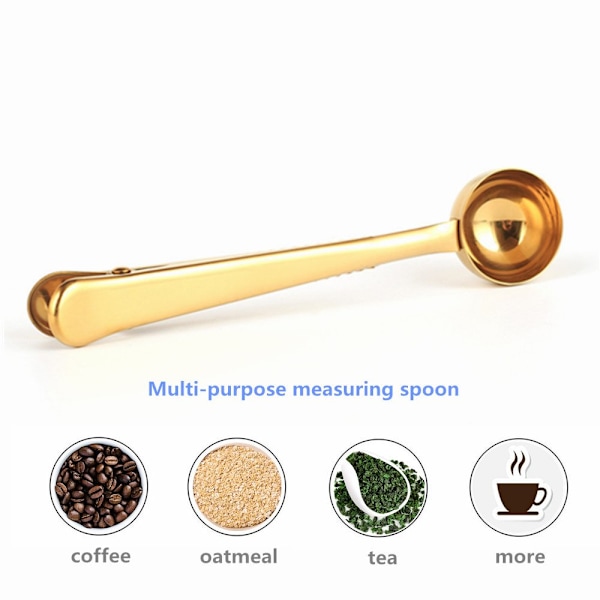 Kaffeskje, rustfritt stål, gyllen multifunksjonell kaffemåleskje, flott for måling av kaffe, te, proteinpulver