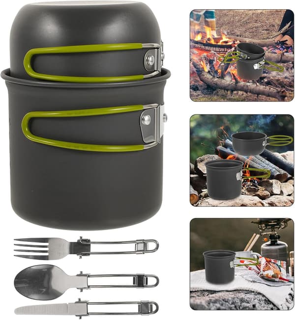 Bærbart Utendørs Matlagingssett 2 stk Mini Camping Kokekar Gryter Pannsett