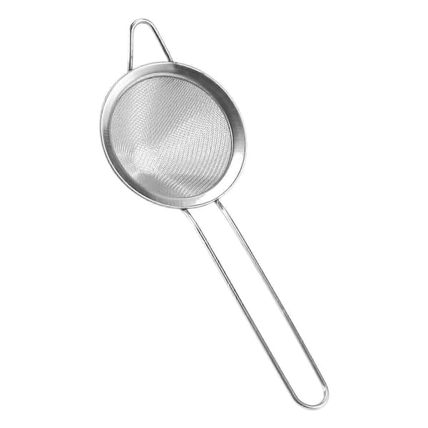 Tesil, 8,4 cm finmasket sil i rustfritt stål med håndtak for siling, drenering og skylling