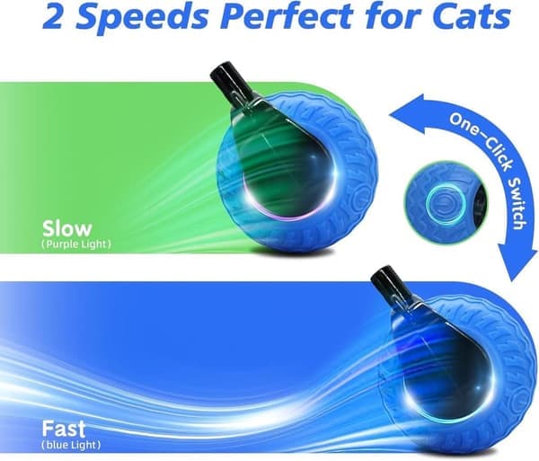 2-pack Interactive Cat Toy - Automatic Rolling Ball with Tail, 360° Movement, Two Speeds