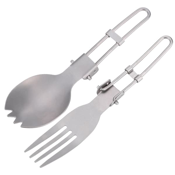 Portable Folding Titanium Spork Fork Outdoor Camping Cutlery Travel Tableware (Fork Spoon)