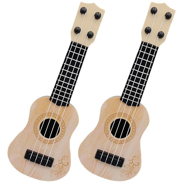 2kpl Lasten Ukulele Lelut Muovinen Ukulele Musiikkilelu Soittimet Opettavainen Lelu Beige 25X9X2.7CM