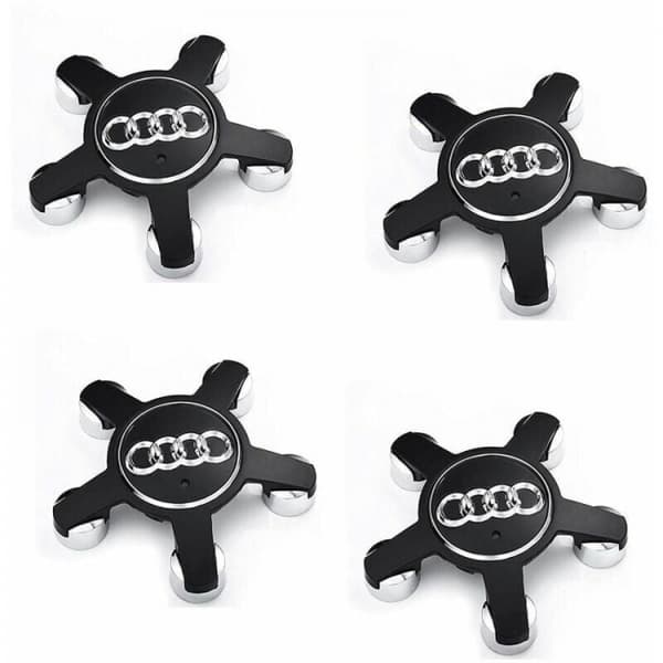4 stk. - Navkapsel Emblem, til 135 mm Navkapsler til Audi (Sort)-FM-