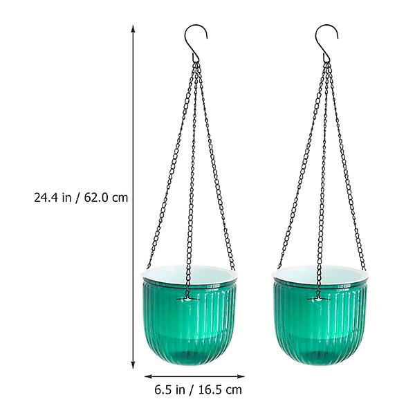 2 st Självbevattnande Hängande Planteringskruka Inomhus Hängande Blomkruka Utomhus Hängande Växtkruka Korg Grön16 Green 16.5X15CM