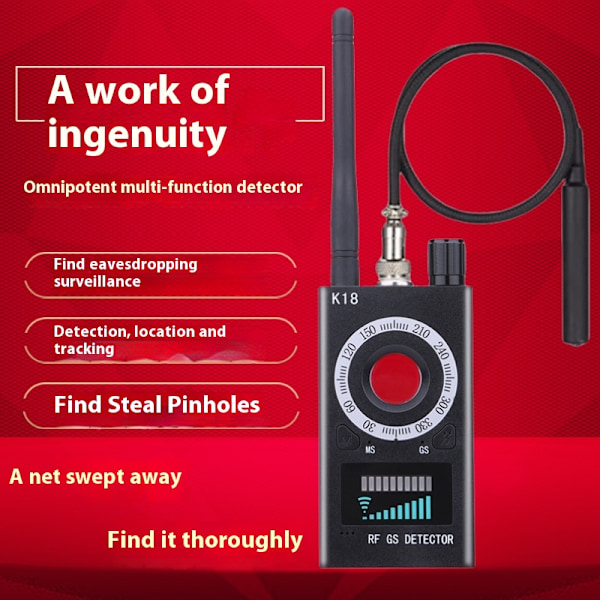 Svart detektor skjulte kameradetektorer, kamerasøker, kamerasøker, RF-signalskanner, trådløs oppladbar for hjem, kontor