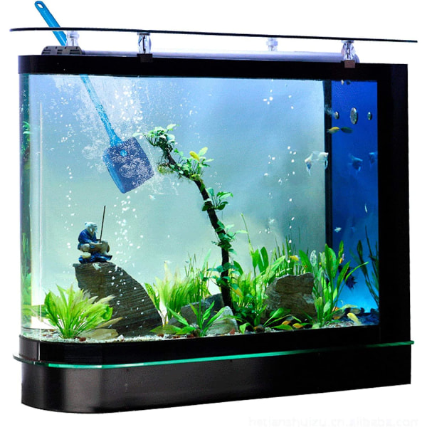 Dobbeltsidig rengjøringsbørste for akvarium akvarium, lang skaft, algerenser for akvarium akvarium algeskraper for glassakvarier (2 stk, blå+grønn)
