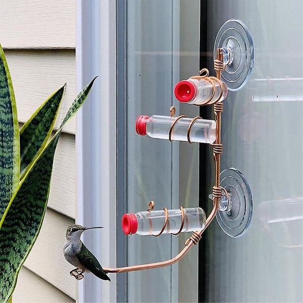 3 flasker Moderne vindushengende kolibrimater med sugekopp for utendørs hagefuglmating