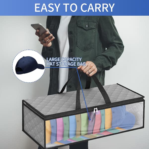 2-pack hat storage bag for baseball caps, hat organizer case, hat holder rack with 2 carrying handles for wardrobe, moisture protection
