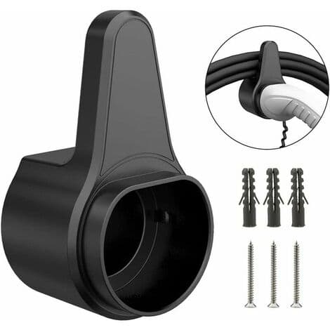 Type 2 Ladekabelholder Sikkerhedsdesign Oplader Type 2 Wallbox Wallbox EV Ladekabelholder Stærk ABS Billadeholder - Sort