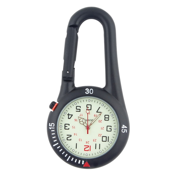 Svart Clip-on Digital karbinhake klocka Ryggsäck Fob Bälte Vattentät och Stöttålig Ficka clip-on Quartz Klocka Glow
