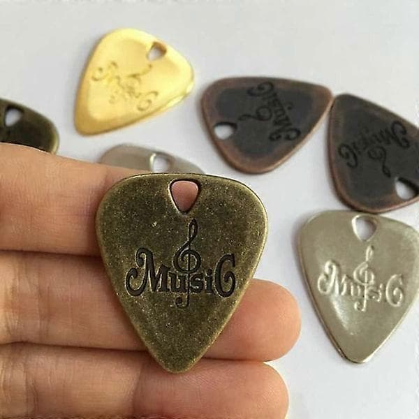 Gitarrplektrum, 5 st, 5 färger, slitstarka metallplektrum för elgitarr, akustisk gitarr och bas