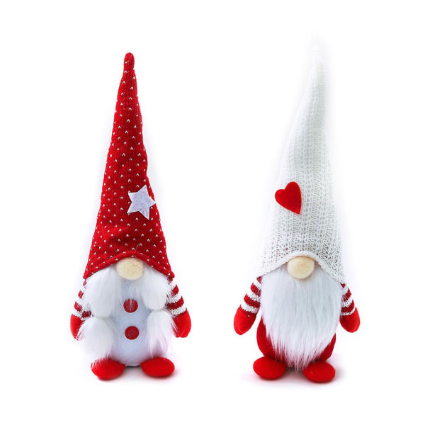 Sæt med 2 Valentine Gnome Håndlavede svenske Gnome Skandinaviske Tomte Par statuer