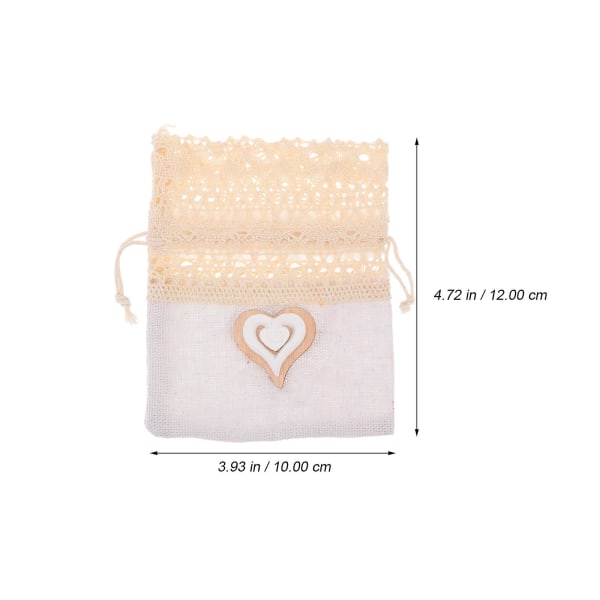 6 stk. Snøregaveposer Blonder Smykkepose Musselin Snørepose Burlap Snørepose Blomster