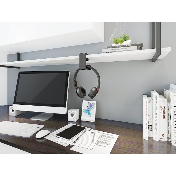 Spelheadset-hängare, Högtalarhållare med Justerbar & Rotationsarmklämma, Under-skrivbordsdesign