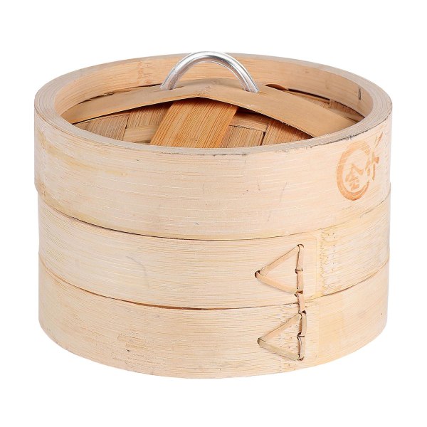 1 Set Bambu Ångkokare Kök Premium Ångkokare Handgjord Ångkorg Träfärg 13X13X8.5CM