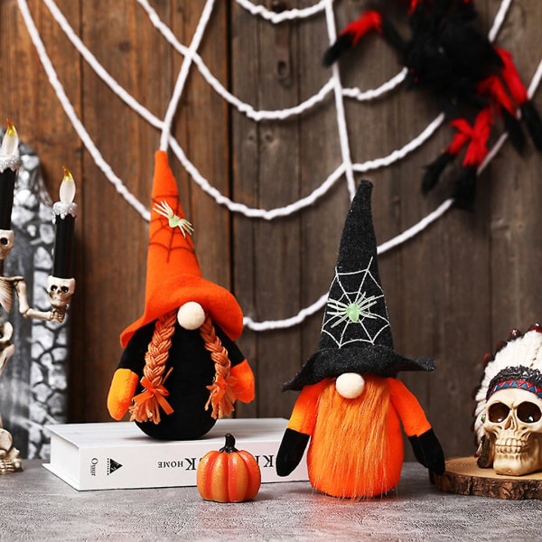 Halloween Gnome Spider Plyschdocka Handgjord dvärg Skandinavisk Tomte Nordisk Staty Holiday Party DecorationsA