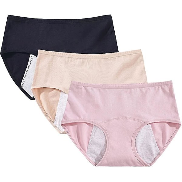 3 Pack Teen Girls Knickers Mid Waist Menstrual Period Underwear Cotton Soft