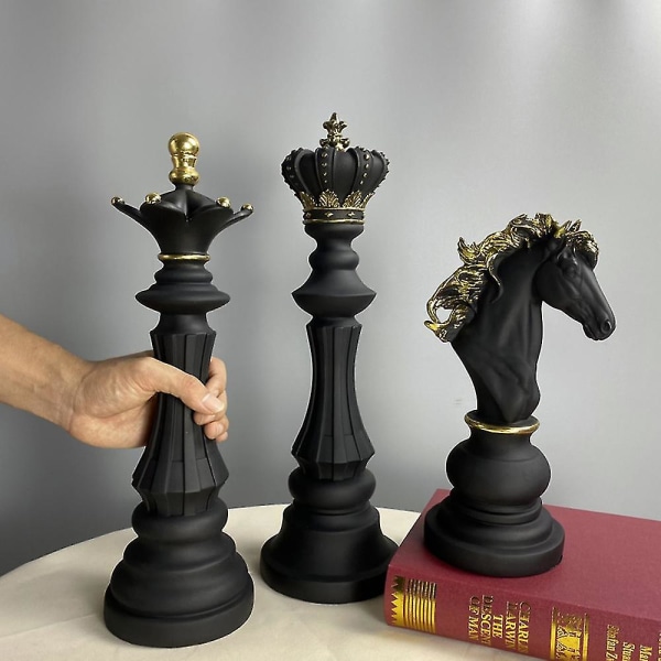 Internationellt Schack Kreativ Prydnad Resin Skulptur Kung Riddare Hem Kontor Dekoration Svart Riddare Black Knight