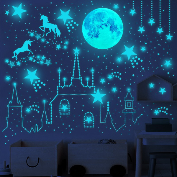 3st Glow in The Dark Moon och stjärnor för tak Väggdekor för barnkammare klistermärken Lysande på natten för barn Sängrum