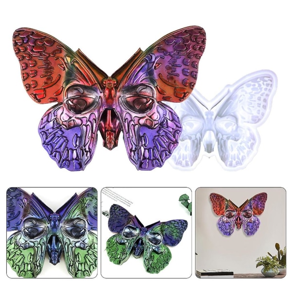 BlueHalf Stereo Butterfly Skull Seinäkoriste Epoksimuotti DIY-riipus Sininen