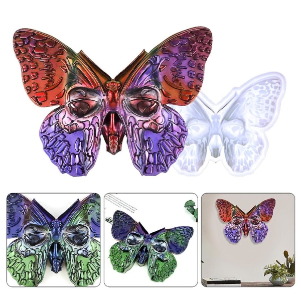 BlueHalf Stereo Butterfly Skull Wall Decor Epoksi Mold Tee itse riipus Sininen