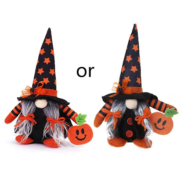 Halloween-nisse med lønnblad, edderkopp og gresskar - Pynt fra CraftsB