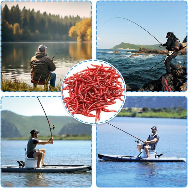 Fishing Lure, 200 Artificial Earthworms, Biomimetic Soft Baits, Realistic Simulation