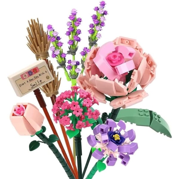 Rose blomsterbuket til voksne, jule-minibyggesæt til kunstige blomster, smukt tilbehør til hjemmet, lim
