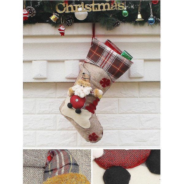 Julstrumpor, Stor Storlek Klassisk Julstrumpa Tomte Snögubbe Rensa Julkaraktär För Festdekoration 1st