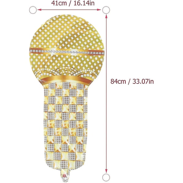 Oppblåsbare Mikrofonballonger 90-talls Festdekorasjoner Mikrofoner Leke For Musikk Konsert Tematisk Fest Rollespill Bursdagsdekorasjon Gull (3stk