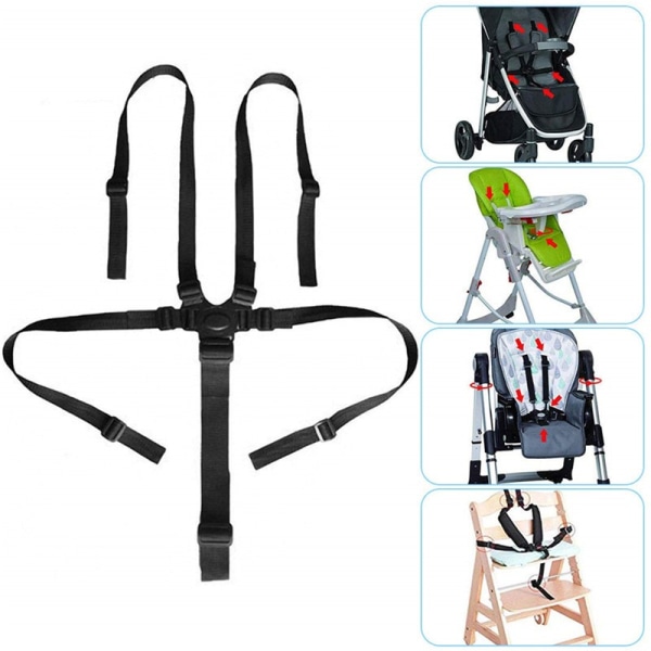 Højstolsstropper, 5-punktssele, sele til højstol, højstolssele, udskiftning af universal babysikker bælteholder