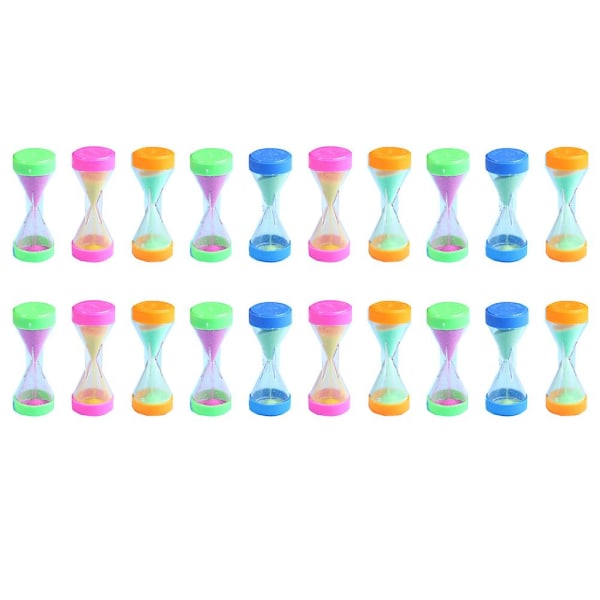20 st Sandtimmar Barn Dusch Sandtimer Sandklocka Timer Tidshantering Leksak Gravitationstimmars Random Color 6.7X2.8X2.8CM