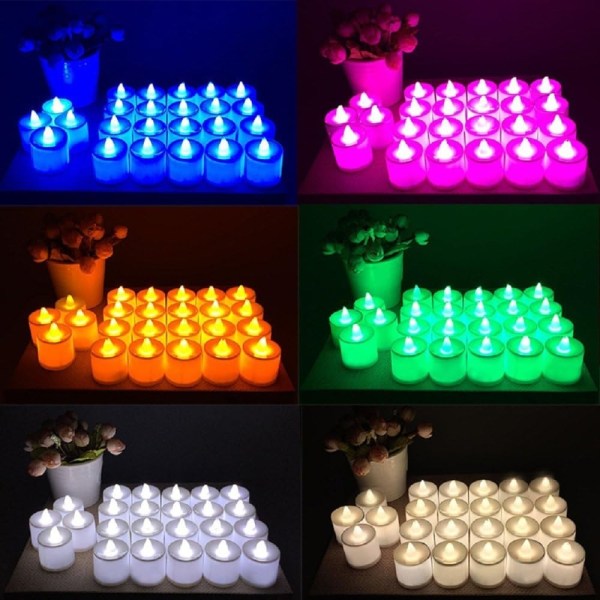 24-paknings små realistiske flammeløse Halloween LED-lys - Flott for andaktsfester, bursdager, bryllup