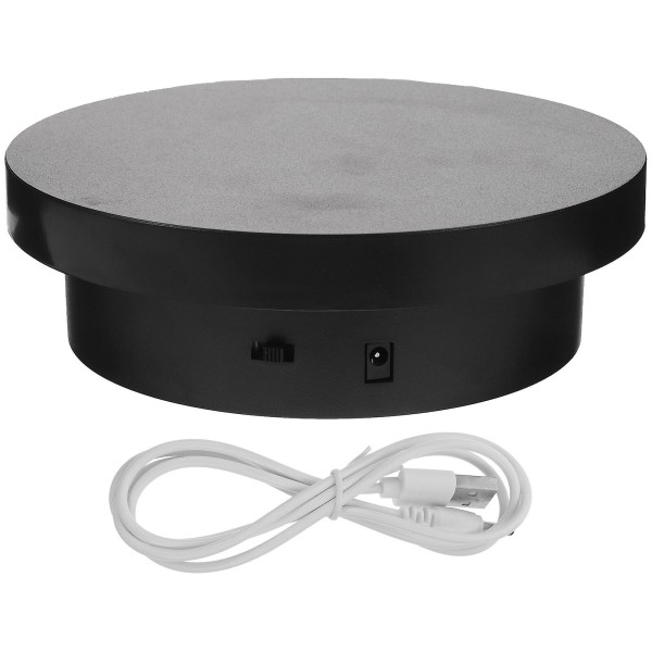Automatisk Roterende Visningsstativ Samling Showcase Dreieskive 360 Grader Smykke Visningsholder Svart 14X14X4.5CM
